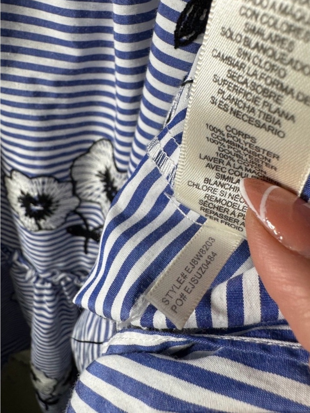 Eliza J Blue Striped Floral Tiered Midi Dress - Picture 7 of 9